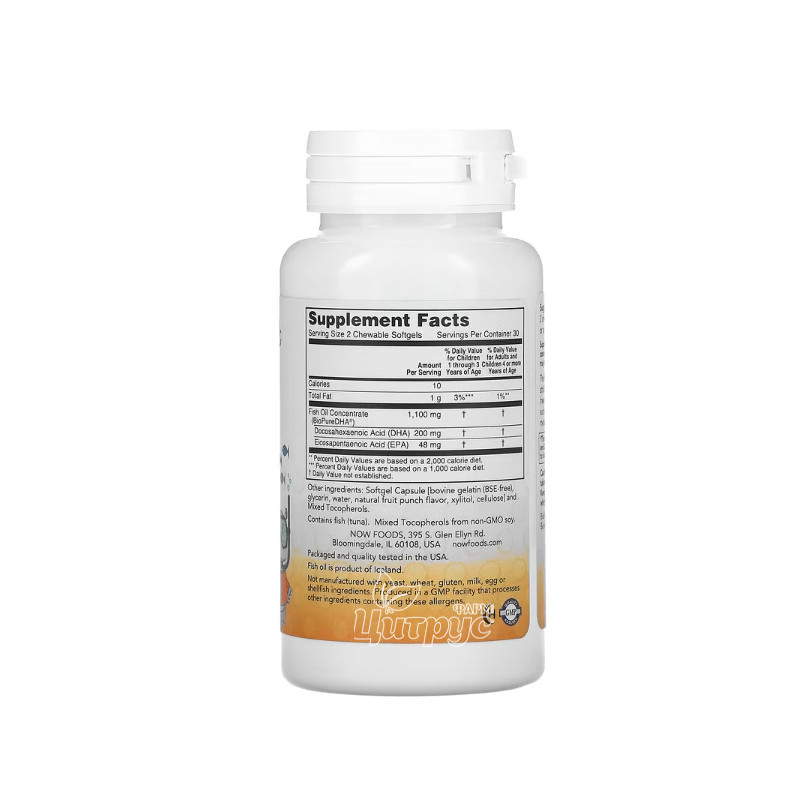фото 2/ДНА Риб*ячий жир для дітей 100 мг 60 штук Нау Фудс (DNA Now Foods) капсули гелеві 