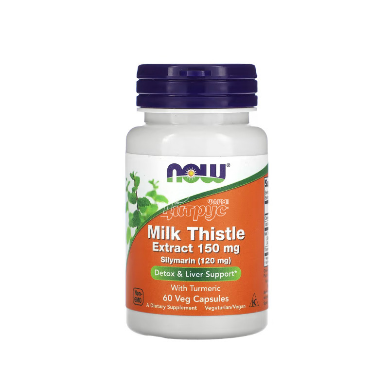 фото 1/Сілімарин Мілк Тейст 150 мг 60 штук Нау Фудс (Silimarin Milk Thistle Now Foods) Здоров*я печінки капсули вегетеріанські 