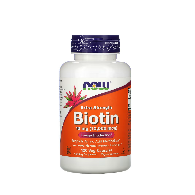 фото 1/Біотин 10 000 мкг посиленої дії 120 штук Нау Фудс (Biotin Now Foods) капсули вегетеріанські 