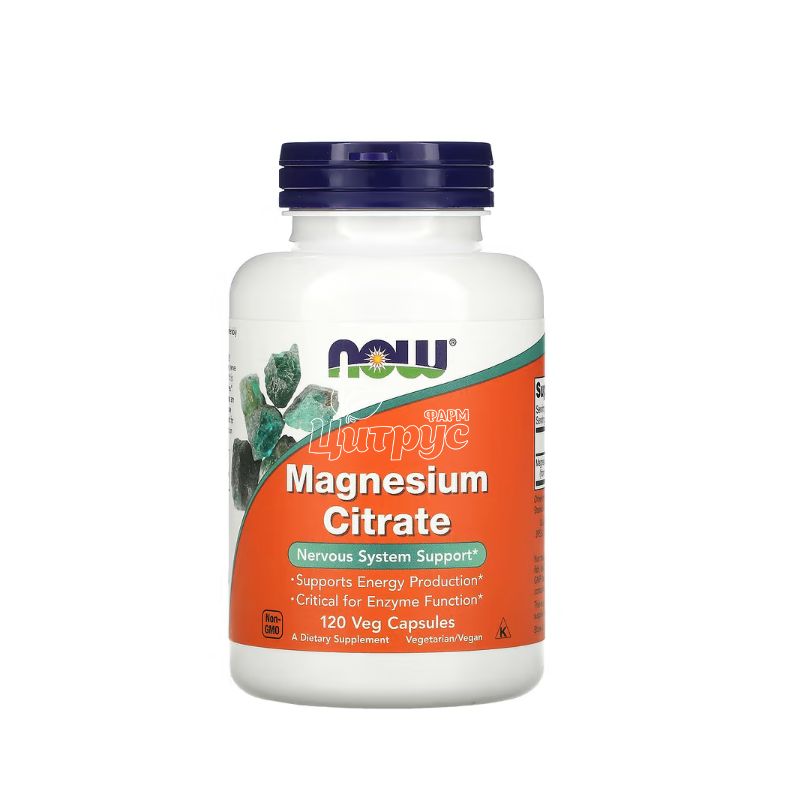 фото 1/Магнію Цитрат Нау Фудс (Magnesium Citrate Now Foods) капсули вегетеріанські (вміст магнію цитрату в 3 капсулах-400 мг) 120 штук