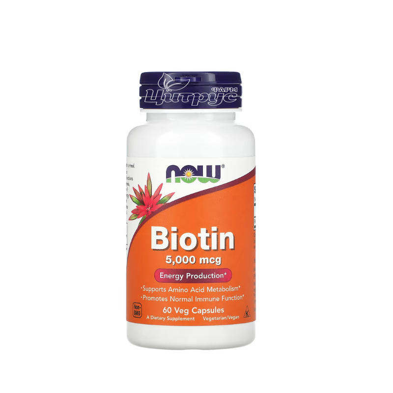 фото 1/Біотин 5000 мкг 60 штук Нау Фудс (Biotin Now Foods) капсули вегетеріанські  