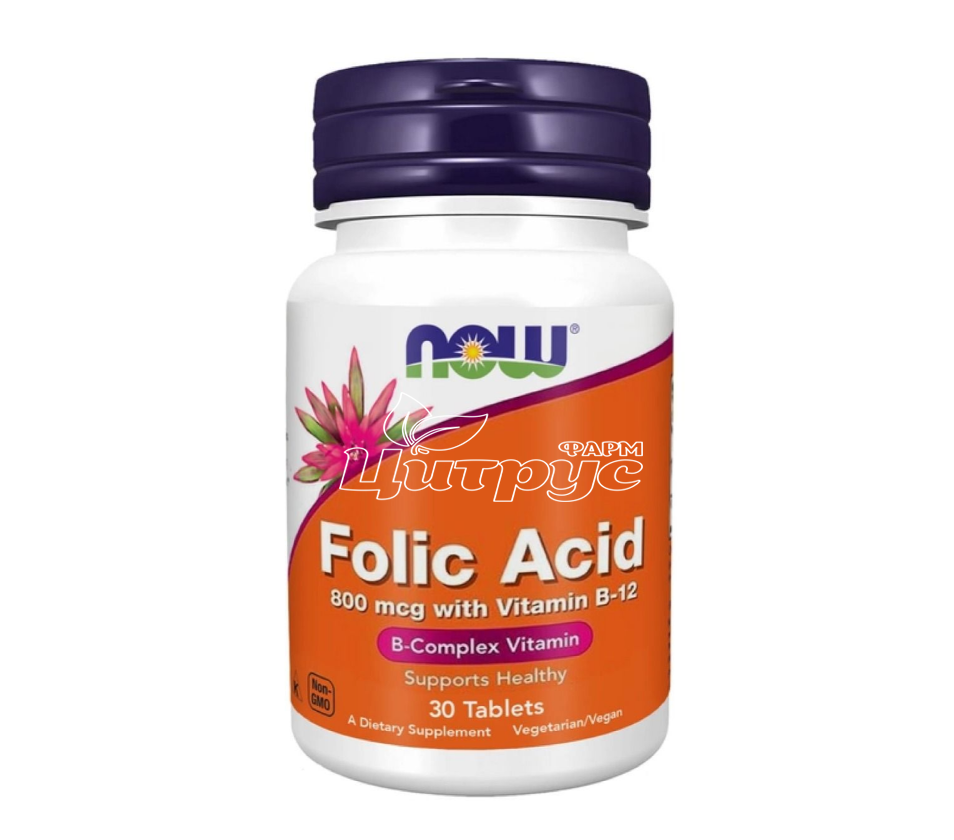 фото 1/Фолієва кислота 30 штук Нау Фудс (Folic acid Now Foods) таблетки 