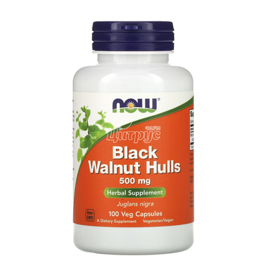 Чорний Горіх 500 мг 100 штук Нау Фудс (Black Walnut Now Foods) капсули вегетеріанські 