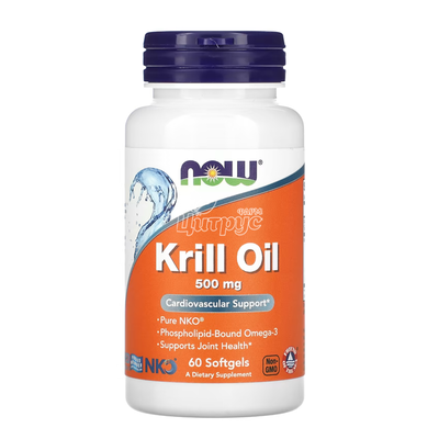 Криля олія 500 мг 60 штук Нау Фудс (Krill Oil Now Foods) Джерело Омега-3 жирних кислот  капсули гелеві