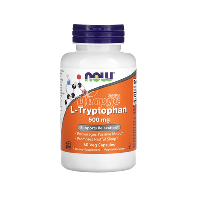 Л-Триптофан 500 мг 60 штук Нау Фудс (L-Tryptophan Now Foods) капсули вегетеріанські 