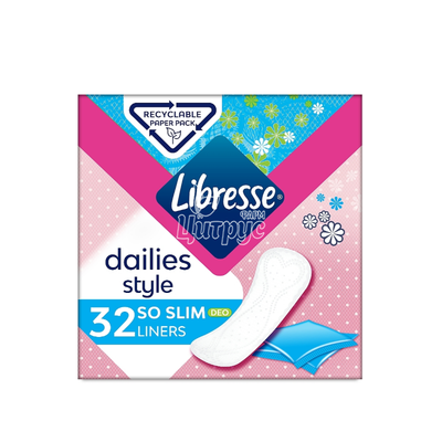 Прокладки щоденні жіночі Лібресс (Libresse) Дейліс стайл соу слім (Dailies style so slim) 32 штуки