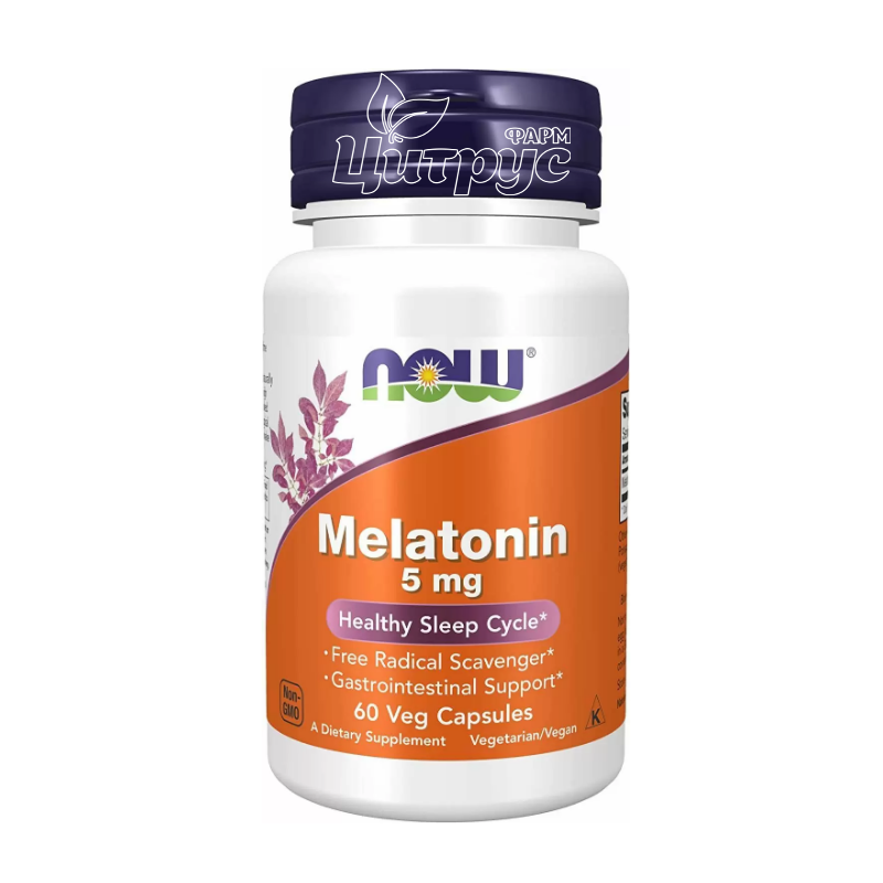 фото 1/Мелатонін 5 мг 60 штук Нау Фудс (Melatonin Now Foods) капсули вегетеріанські 