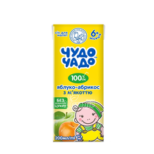 Сік дитячий Чудо-Чадо Яблуко-абрикос з м*якоттю без цукру від 6 місяців 200 мл