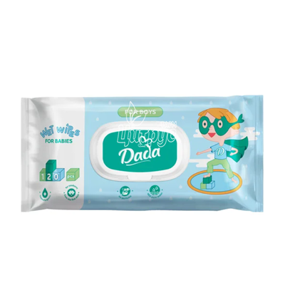 Серветки вологі дитячі Дада (Dada) Для хлопчиків без запаху з клапаном 120 штук