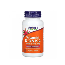 Вітамін Д3+К2 1000 ME/45 мкг 120 штук Нау Фудс (Vitamin D3+K2 Now foods) капсули вегетеріанські 
