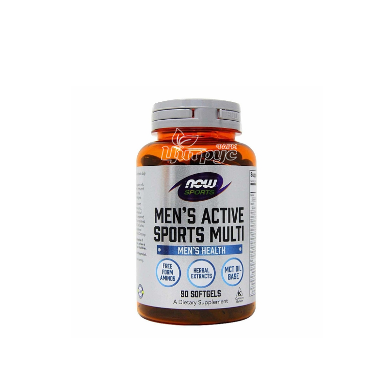 фото 1/Менс Актив Спорт Мульти 90 штук Нау Фудс (Men`s Active Sport Multi Now Foods) Комплекс для чоловіків капсули гелеві