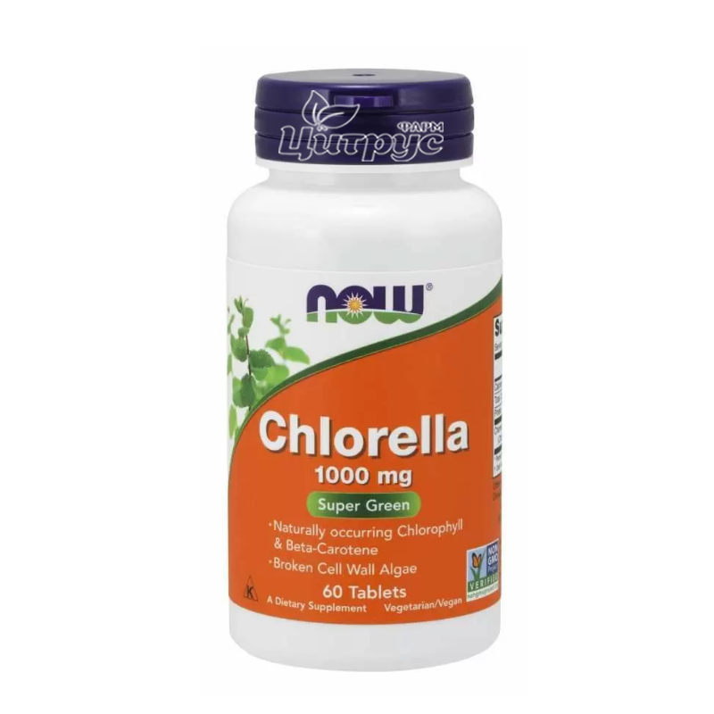 фото 1/Хлорела органічна 1000 мг 60 штук Нау Фудс (Chlorella Organic Now Foods) таблетки 