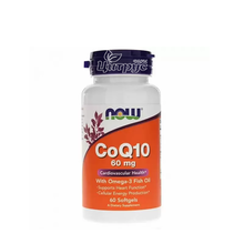 Коензим Q10 60 мг + Омега 3 60 штук Нау Фудс (CoQ10+Omega 3 Now Foods) Підтримка серцево-судинної системи капсули вегетеріанські 