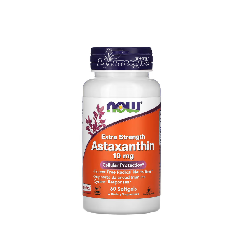 фото 1/Астаксантин Нау Фудс (Astaxanthin Now Foods) Потужний антиоксидант капсули гелеві 10 мг 60 штук