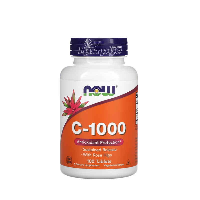 фото 1/Вітамін С-1000 з шипшиною 100 штук Нау Фудс (Vitamin C-1000 Now Foods) таблетки 