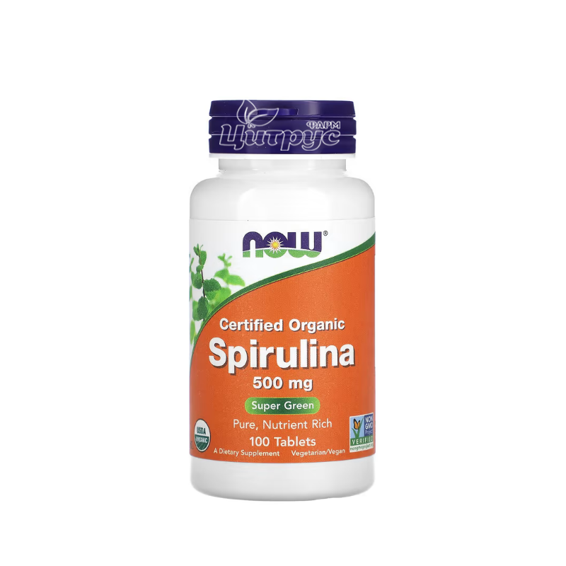 фото 1/Спіруліна органічна Нау Фудс (Spirulina Now Foods) таблетки 500 мг 100 штук
