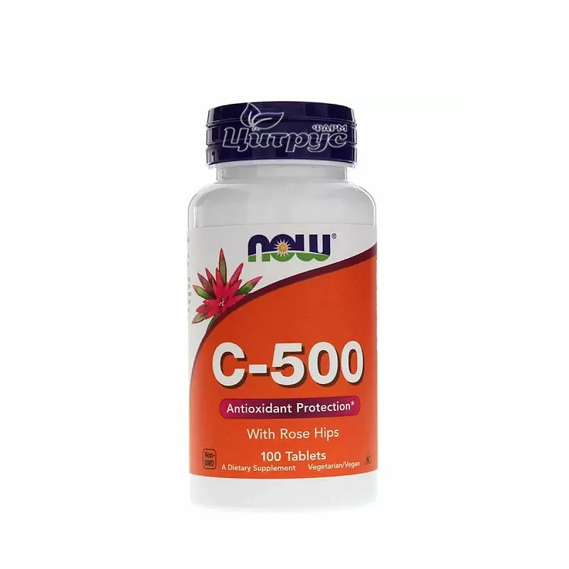 фото 1/Вітамін С-500 з шипшиною 100 штук Нау Фудс (Vitamin C-500 Now Foods) таблетки