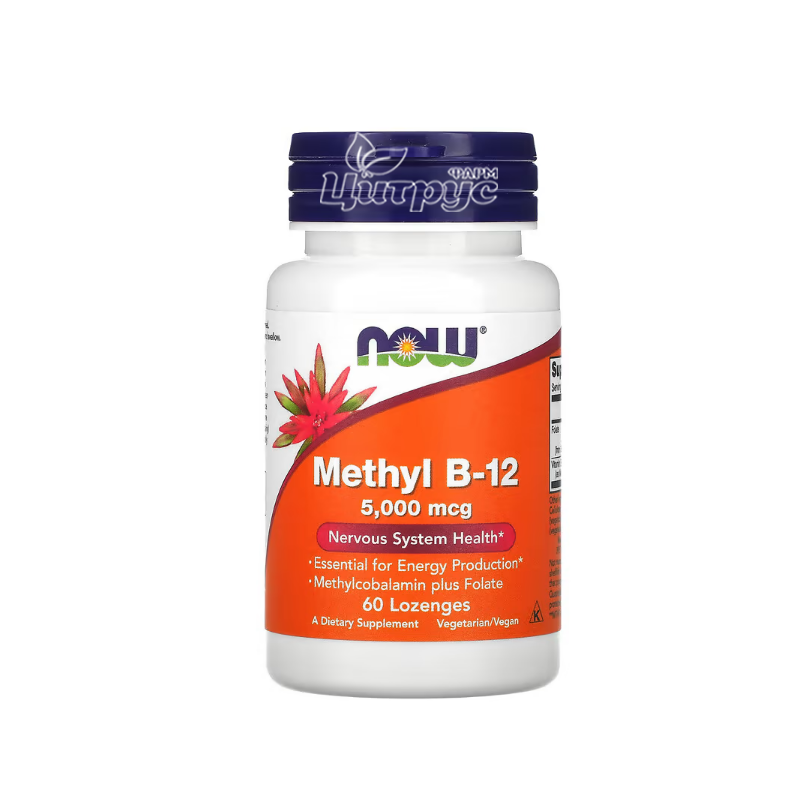 фото 1/Метил В-12 5000 мкг 60 штук Нау Фудс (Methyl B-12 Now Foods) льодяники 