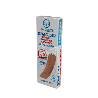 Пластир Доктор Вайт (Dr.White) 19 х 72 мм тканинний 10 штук