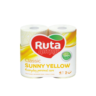 Папір туалетний Рута (Ruta) Класік (Classic) жовтий 4 штуки