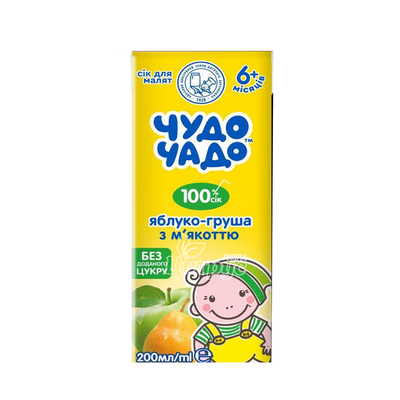 Сік Чудо-Чадо Яблоко-груша з м*якоттю без цукру 200 мл