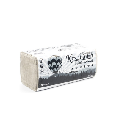 Рушник паперовий Каховинка V-V лист сірий 200 штук