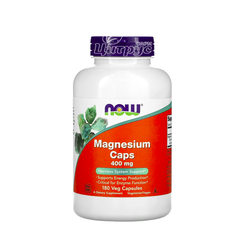 фото 1/Магній Капс Нау Фудс (Magnesium Caps Now Foods) капсули вегетеріанські 400 мг 180 штук