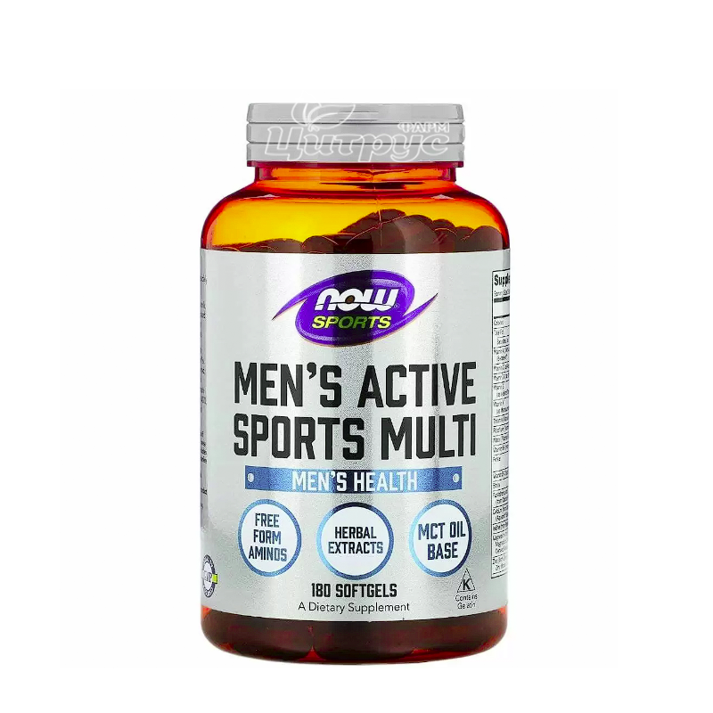 фото 1/Менс Актив Спорт Мульти 180 штук Нау Фудс (Men`s Active Sport Multi Now Foods) Комплекс для чоловіків капсули гелеві 