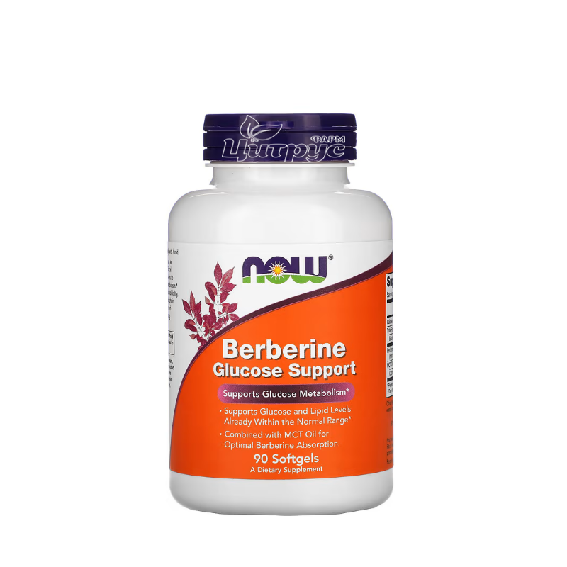 фото 1/Берберин 90 штук Нау Фудс (Berberine Glucose Support Now Foods) Підтримка рівня глюкози капсули гелеві 