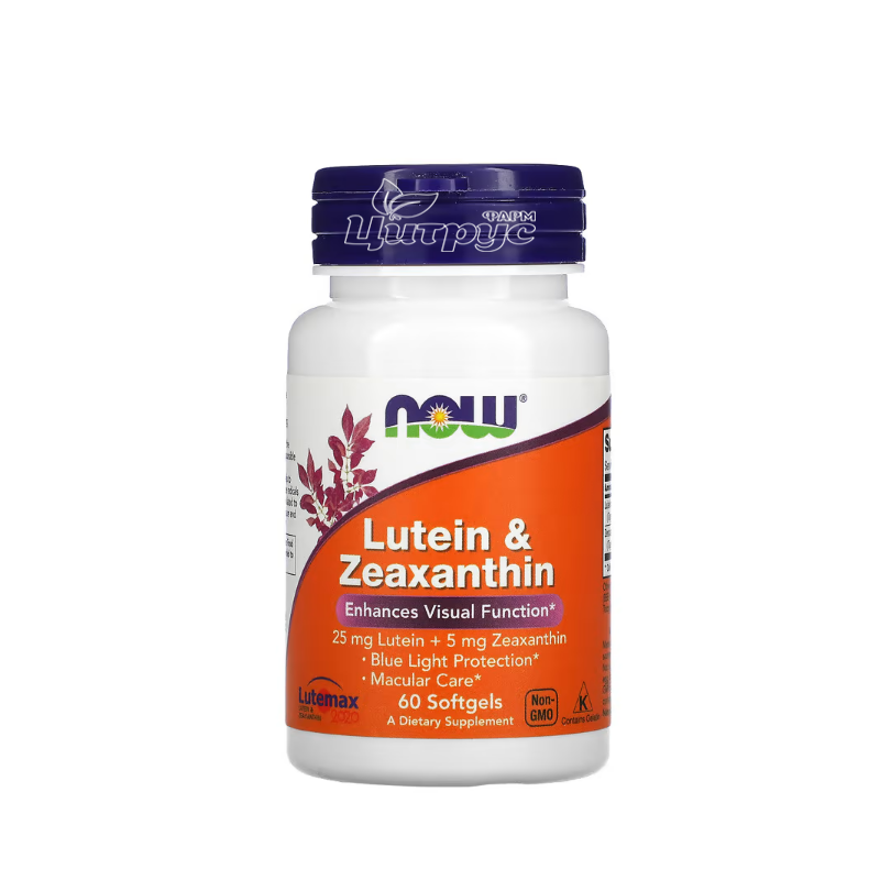 фото 1/Лютеїн&Зеаксантин Нау Фудс (Lutein&Zeaxantin Now Foods) Підтримка здорового зору капсули гелеві 60 штук