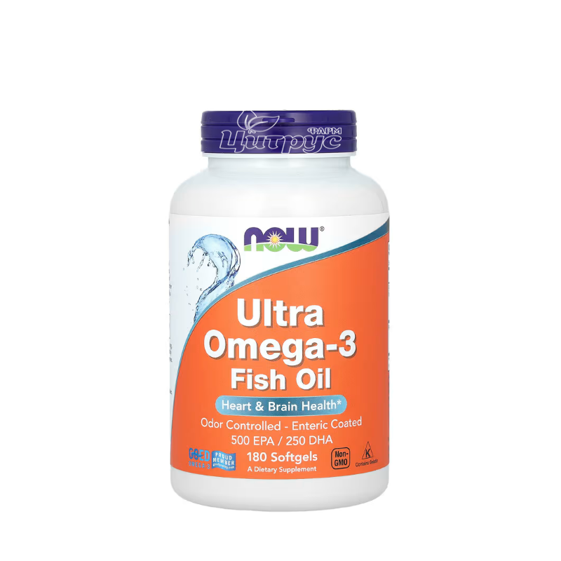 фото 1/Ультра Омега 3 Риб*ячий Жир 180 штук Нау Фудс (Fish Oil Omega Now Foods) капсули гелеві 
