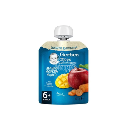 Пюре Гербер (Gerber) Яблуко-морква-манго з 6 місяців 90 г