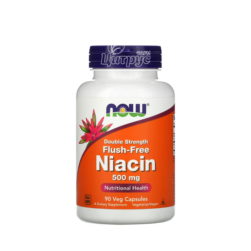 фото 1/Ніацин (Вітамін В3) 500 мг 90 штук Нау Фудс (Niacin Now Foods) Без почервоніння і відчуття жару капсули вегетеріанські 
