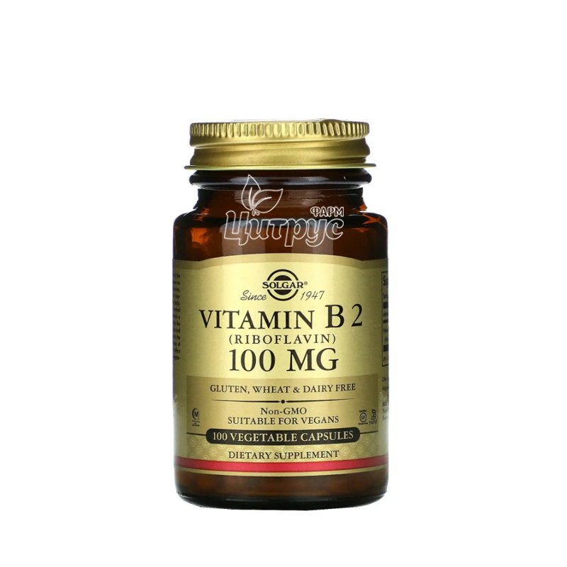 фото 1/Солгар (Solgar) Вітамін В-2 (Рибофлавін) 100 мг 100 штук (Vitamin B2 riboflavin) капсули вегетеріанські 