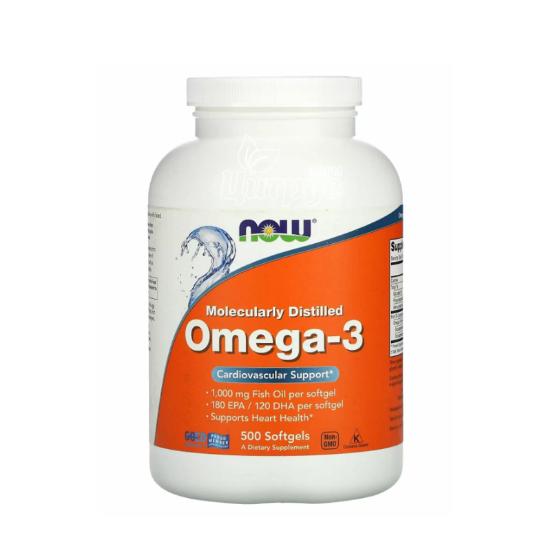 фото 1/Омега-3 Підтримка серця 1000 мг 500 штук Нау Фудс (Omega Now Foods) капсули гелеві 