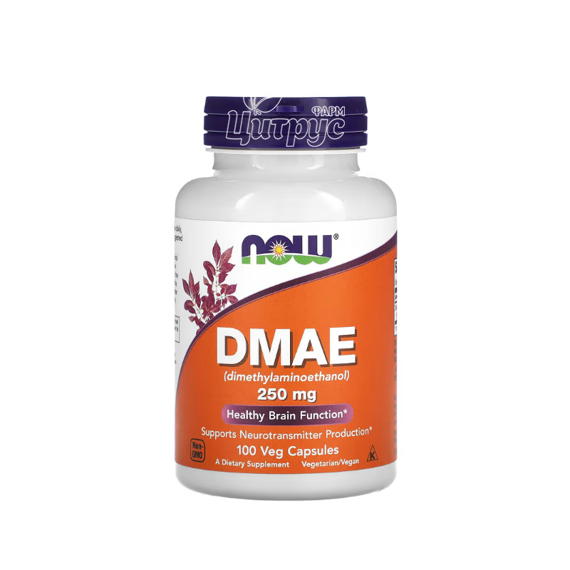 фото 1/DMAE (диметиламіноетанол) 250 мг 100 штук Нау Фудс (DMAE Now Foods) капсули вегетеріанські 