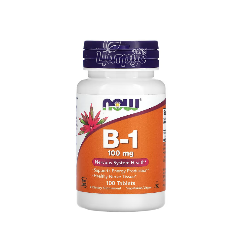 фото 1/Вітамін В-1 100 мг 100 штук Нау Фудс (B-1 Now Foods) Підтримка нервової системи капсули вегетеріанські 