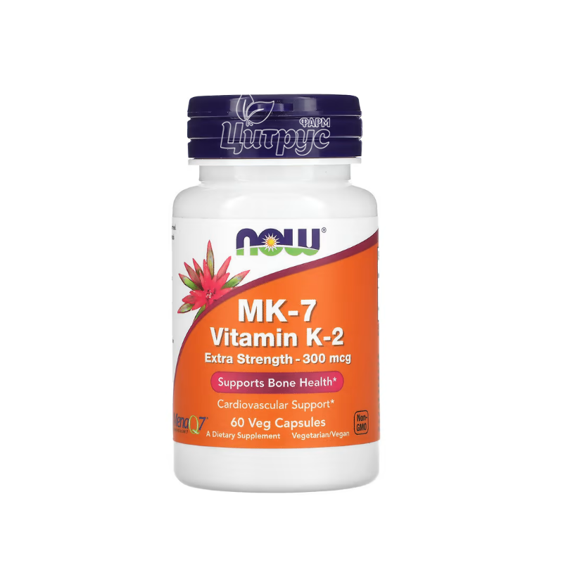 фото 1/Вітамін К2 (МК-7) Нау Фудс (Vitamin K2 (MK-7 Now Foods) капсули вегетеріанські 300 мкг 60 штук