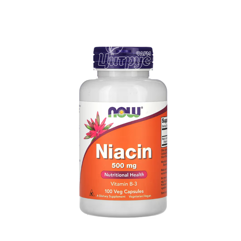 фото 1/Ніацин (Вітамін В3) 500 мг 100 штук Нау Фудс (Niacin Now Foods) капсули вегетеріанські 