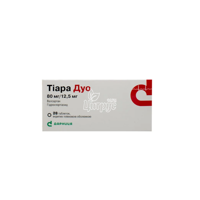 Тіара Дуо таблетки вкриті оболонкою 80 мг/12,5 мг 28 штук