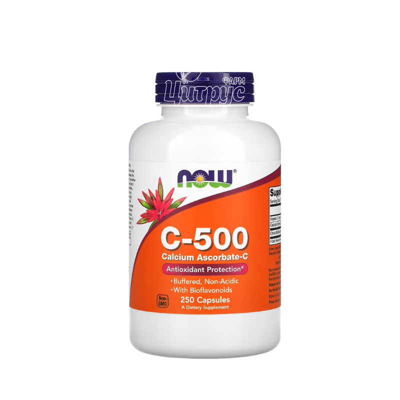 фото 1/Вітамін С-500 Аскорбат 250 штук (Vitamin C Ascorbate Now Foods) капсули