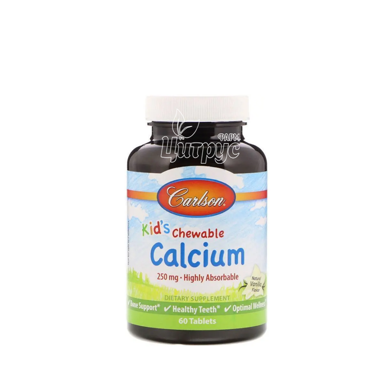фото 1/Кальцій для дітей 250 мг 60 штук Карлсон (Carlson Calcium) таблетки жувальні 