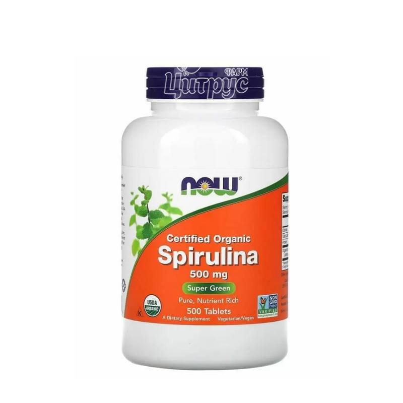 фото 1/Спіруліна органічна Нау Фудс (Spirulina Now Foods) таблетки 500 мг 500 штук