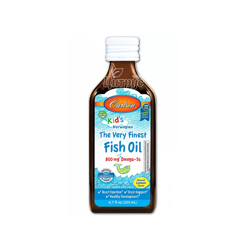фото 1/Риб*ячий жир для дітей 200 мл Карлсон (Carlson Fish Oil) зі смаком лимона 
