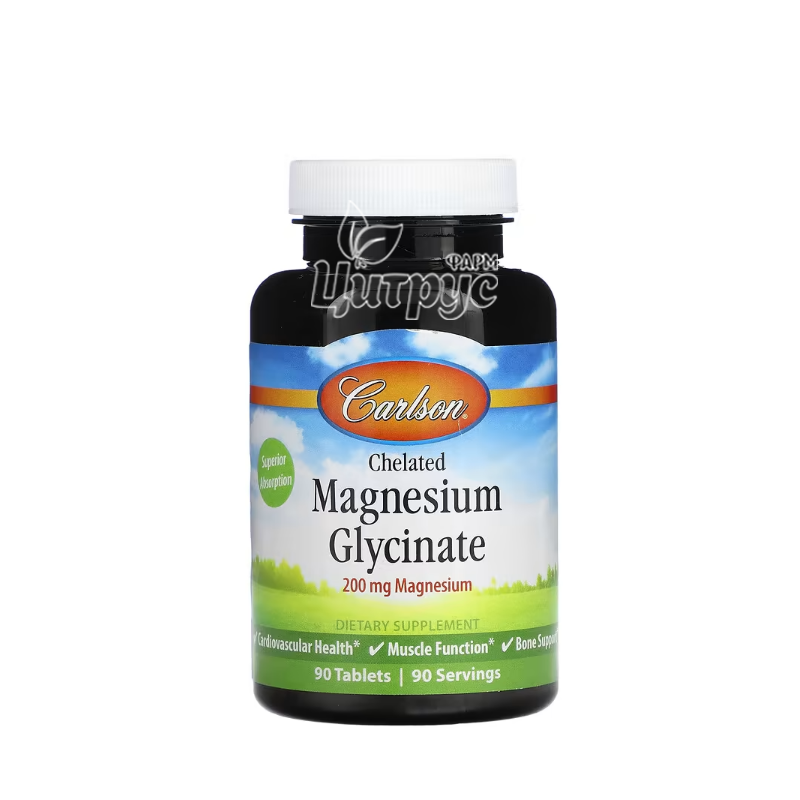 фото 1/Магнію Гліцинат хелатний 90 штук Карлсон (Carlson Magnesium Glycinate) таблетки