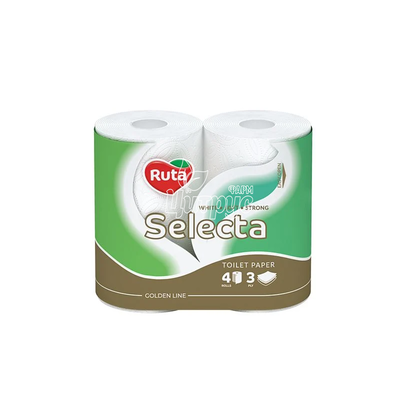 Папір туалетний Рута (Ruta) Селекта (Selecta) 3-шарова біла 4 штуки