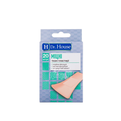 Пластир Доктор Хаус (Dr. House) тканинний 7,2 х 2,3 см 20 штук
