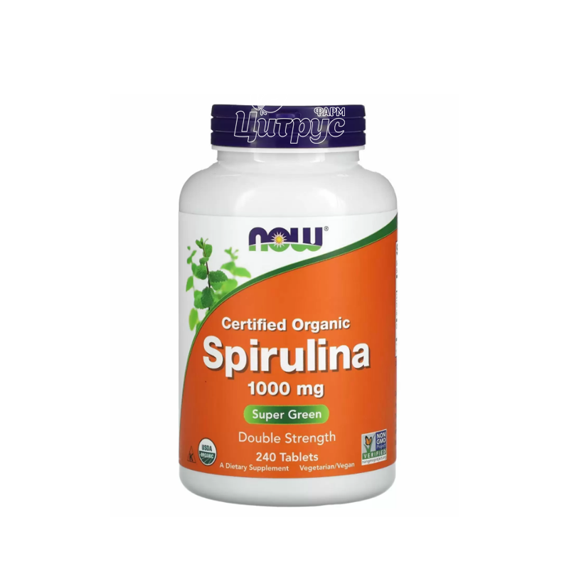 фото 1/Спіруліна органічна 1000 мг 240 штук Нау Фудс (Spirulina Now Foods) таблетки