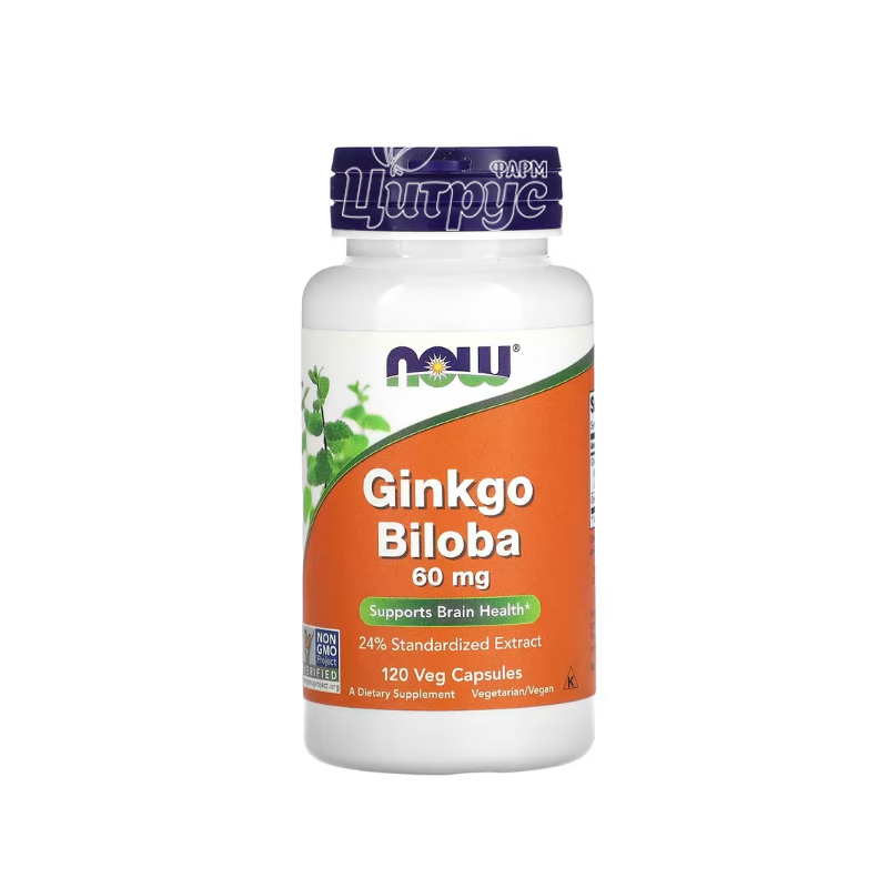 фото 1/Гінкго Білоба 60 мг 120 штук Нау Фудс (Ginkgo Biloba Now Foods) капсули вегетеріанські