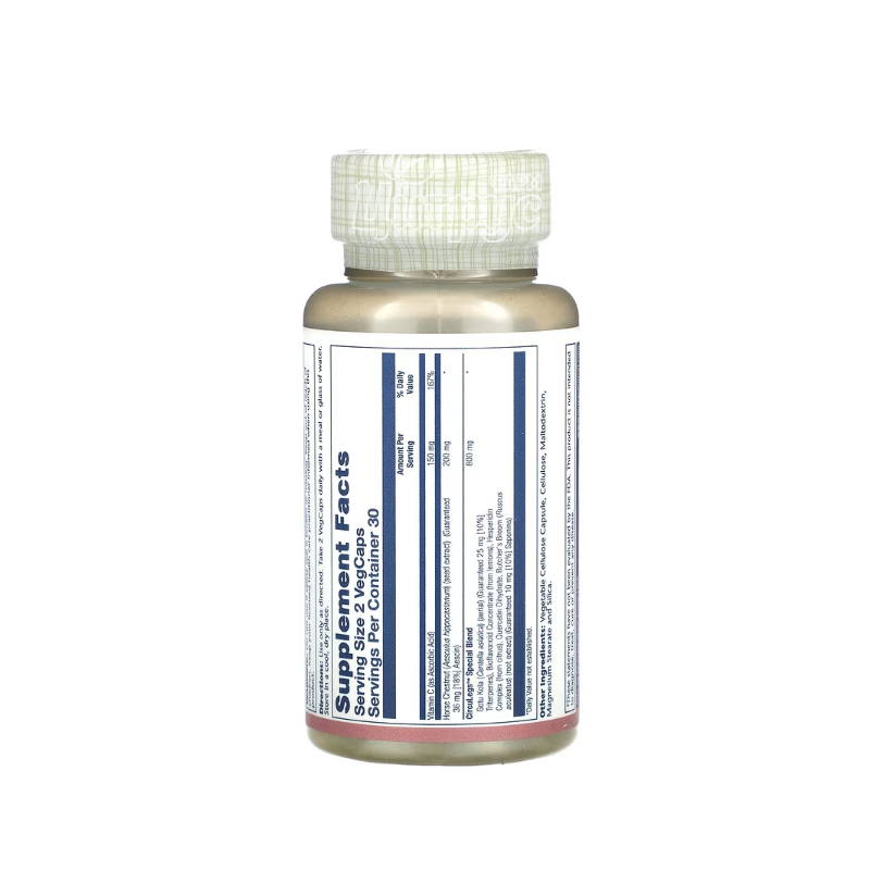 фото 2/Соларей (Solaray) Підтримка вен з кінським каштаном 200 мг 60 штук (CircuLegs) капсули веганські